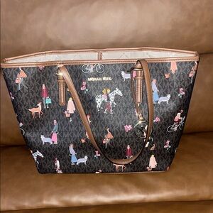 Michael Kors Brown Tote with Colorful Design